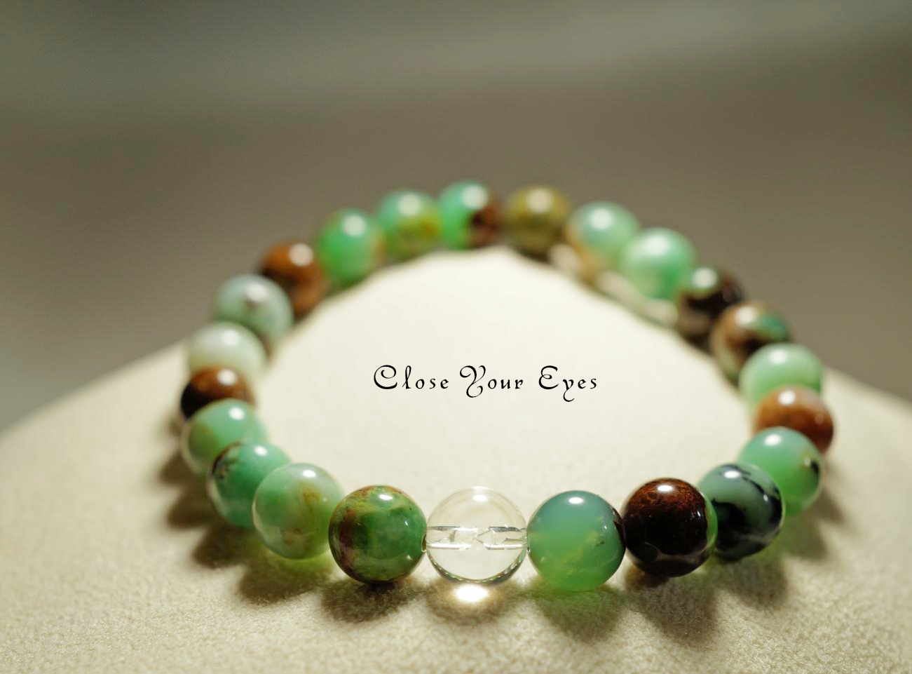 ８ｍｍエナジーブレス　クリソプレーズ母岩付き　０１　オンリーワンブレス