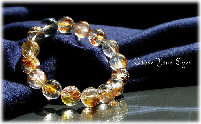 レアな石達　自然の織り成す芸術 ヘマタイト・イン・クォーツ・１１ｍｍ玉ブレス　画像１