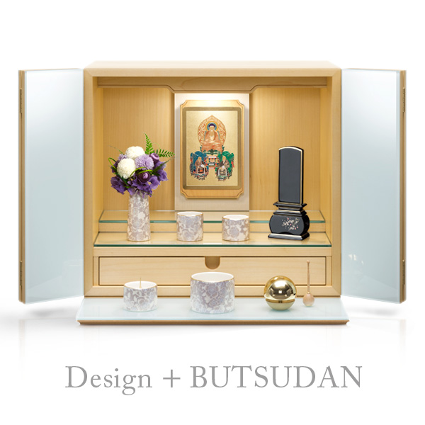 モダンミニ仏壇 本体のみ リン ガラスタイプ 〔高さ40.7 幅44 奥行26cm