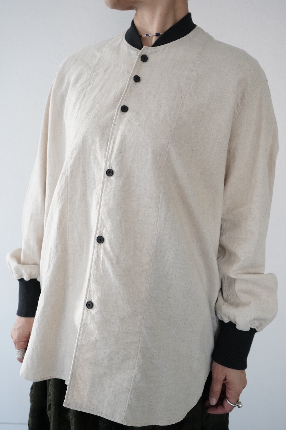 FIRMUM  コットンリネンシーチング　リブシャツ
