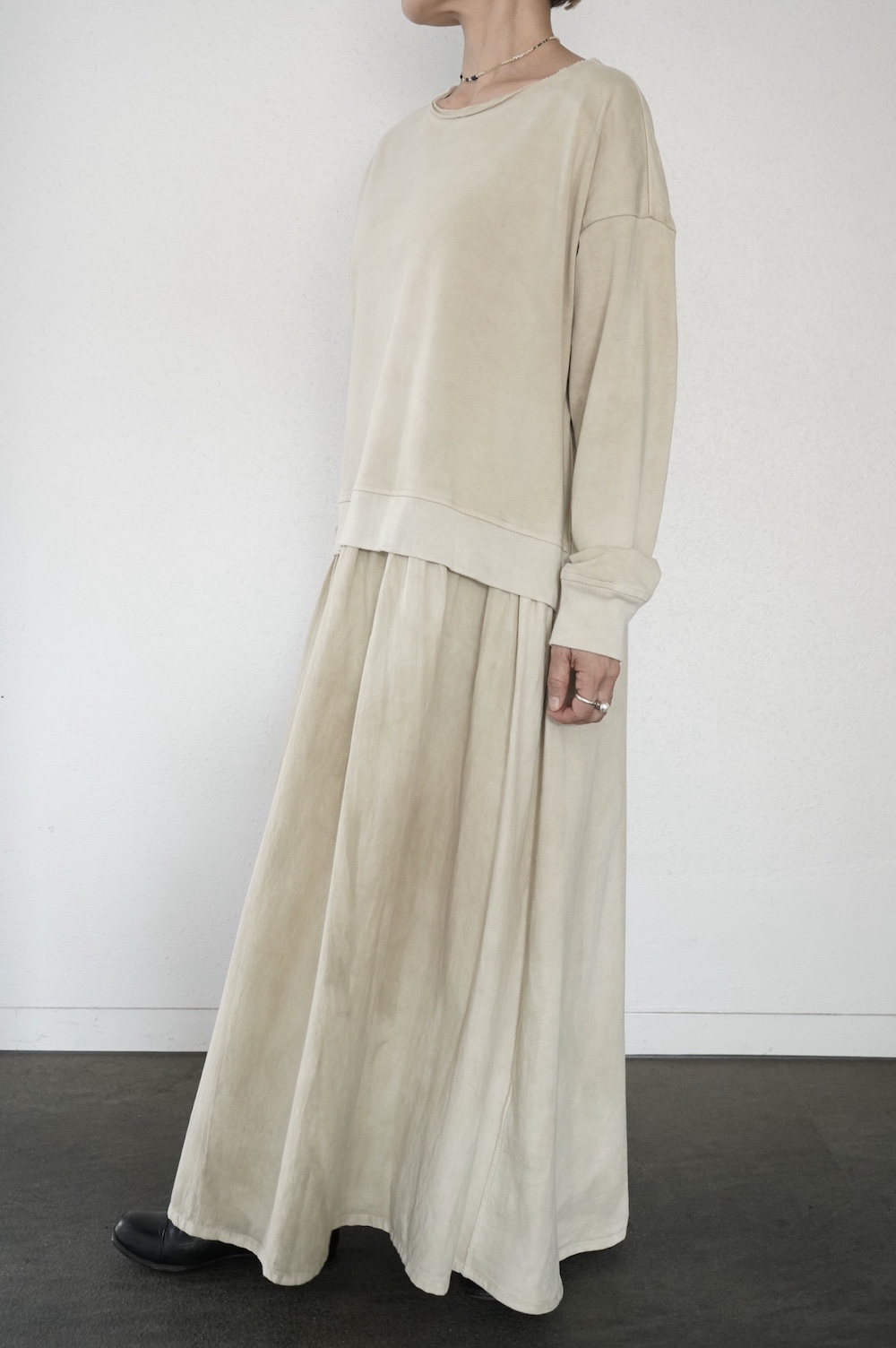 FACTORY 綿トレーナー×綿 ドッキングワンピース annabelle