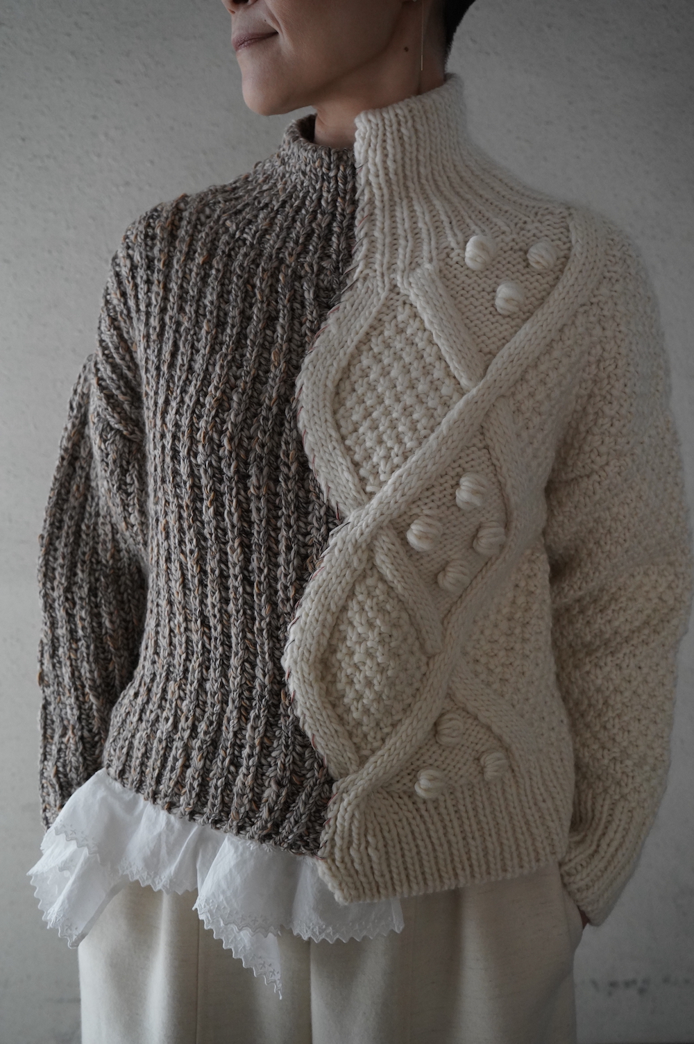 gasa*ガサ　アンティークレース付きニット gasa*ガサ アンティークレース付きニット GASA*