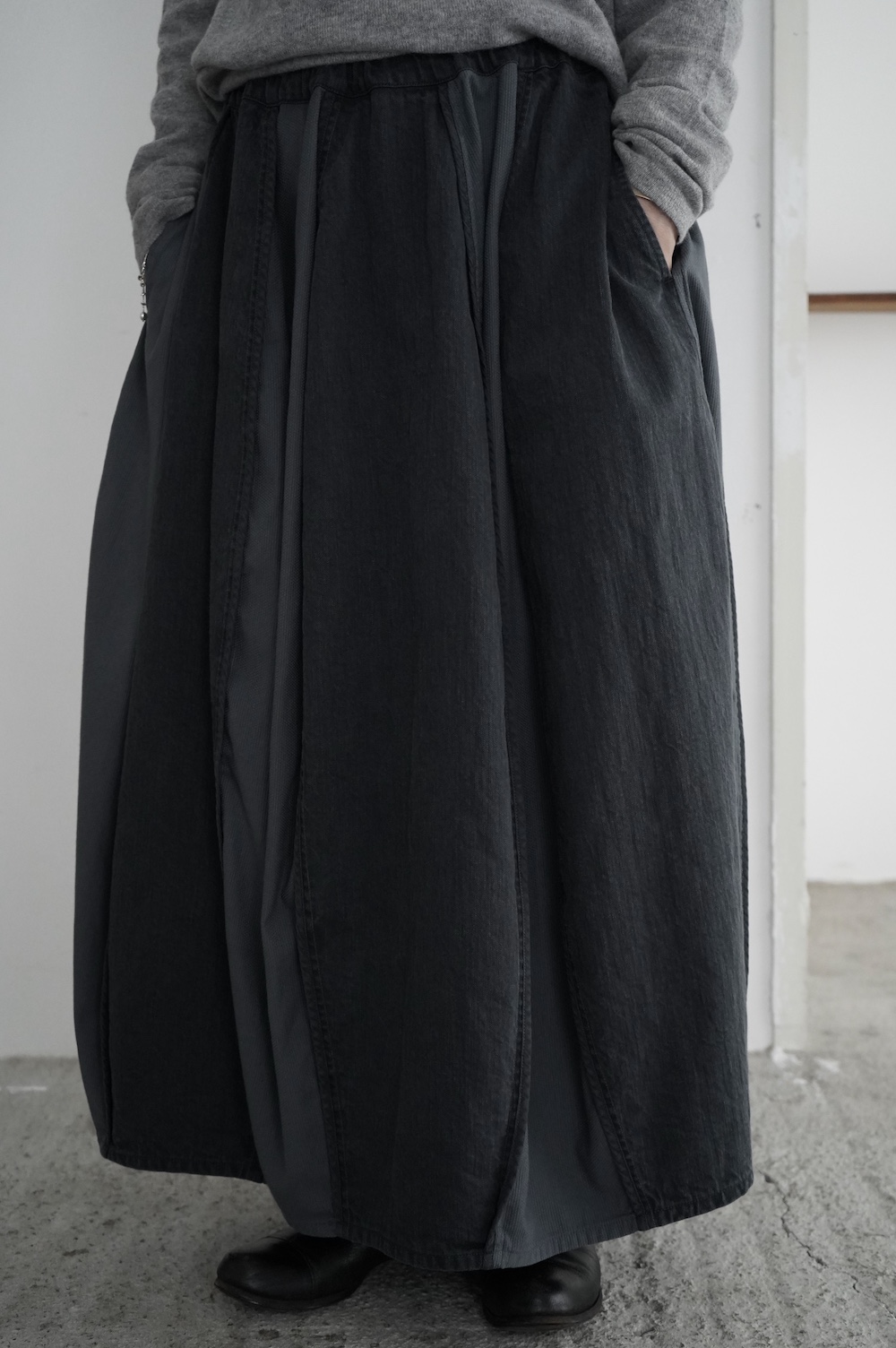 FACTORY 綿刺し子×ジンバブエコットン パイピングスカート annabelle