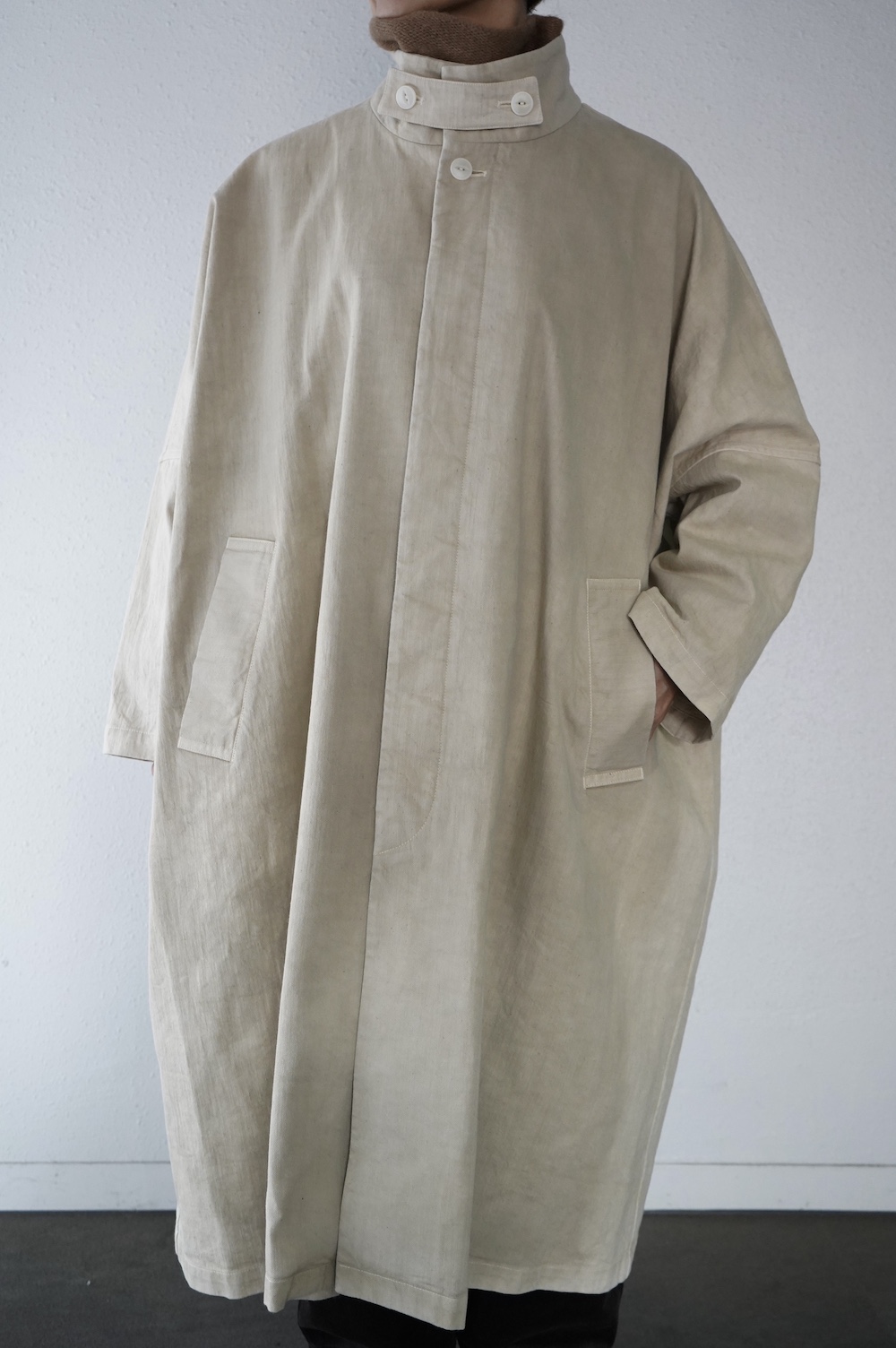 FACTORY（ファクトリー）| リネンコットンケープブルゾン whyto ホワイト ラウンド ケープ ジャケット “round cape jacket
