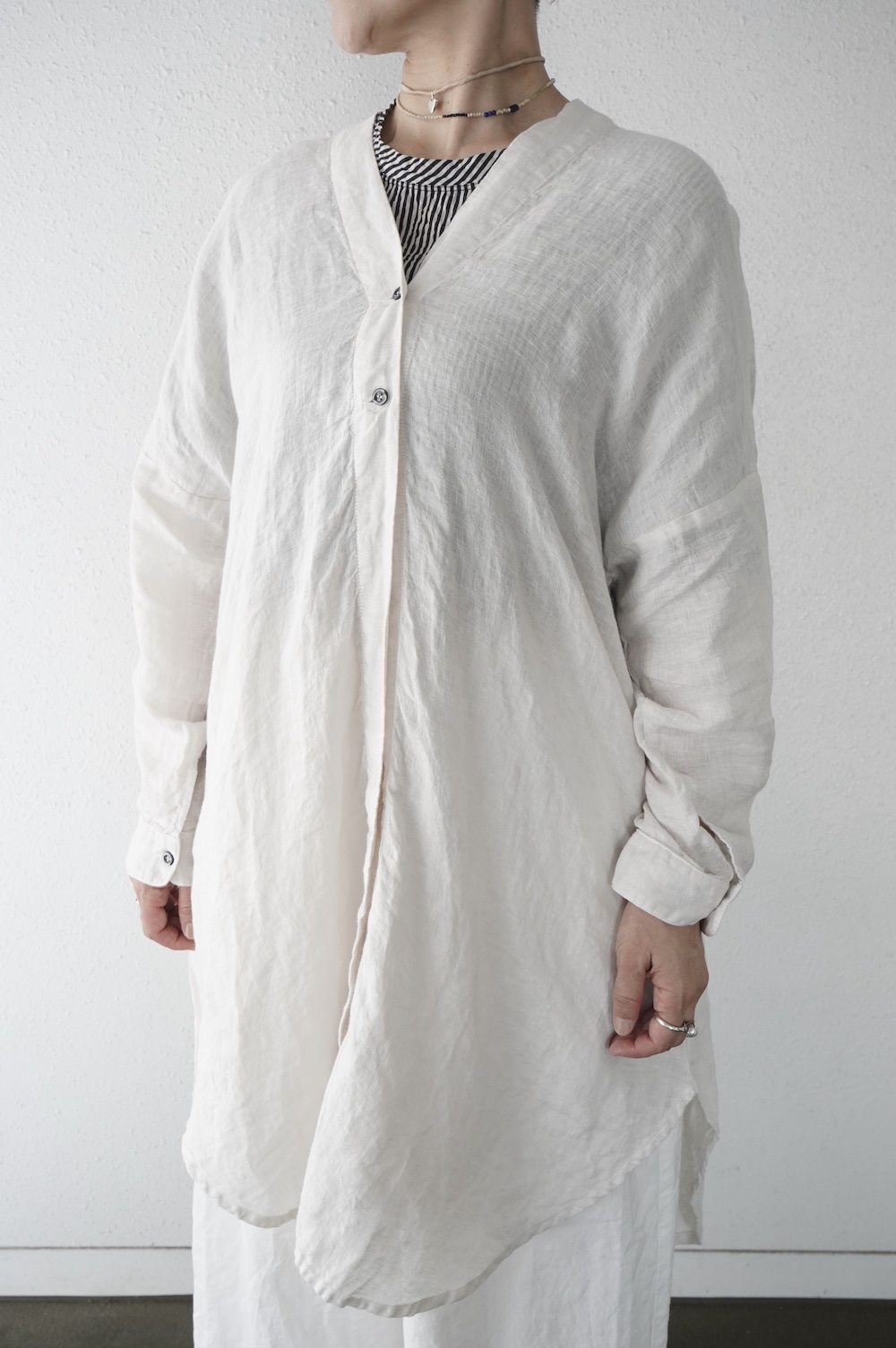 Honnete 姉妹伴2026 薄手Irish Linen NEWロングシャツカーディガン