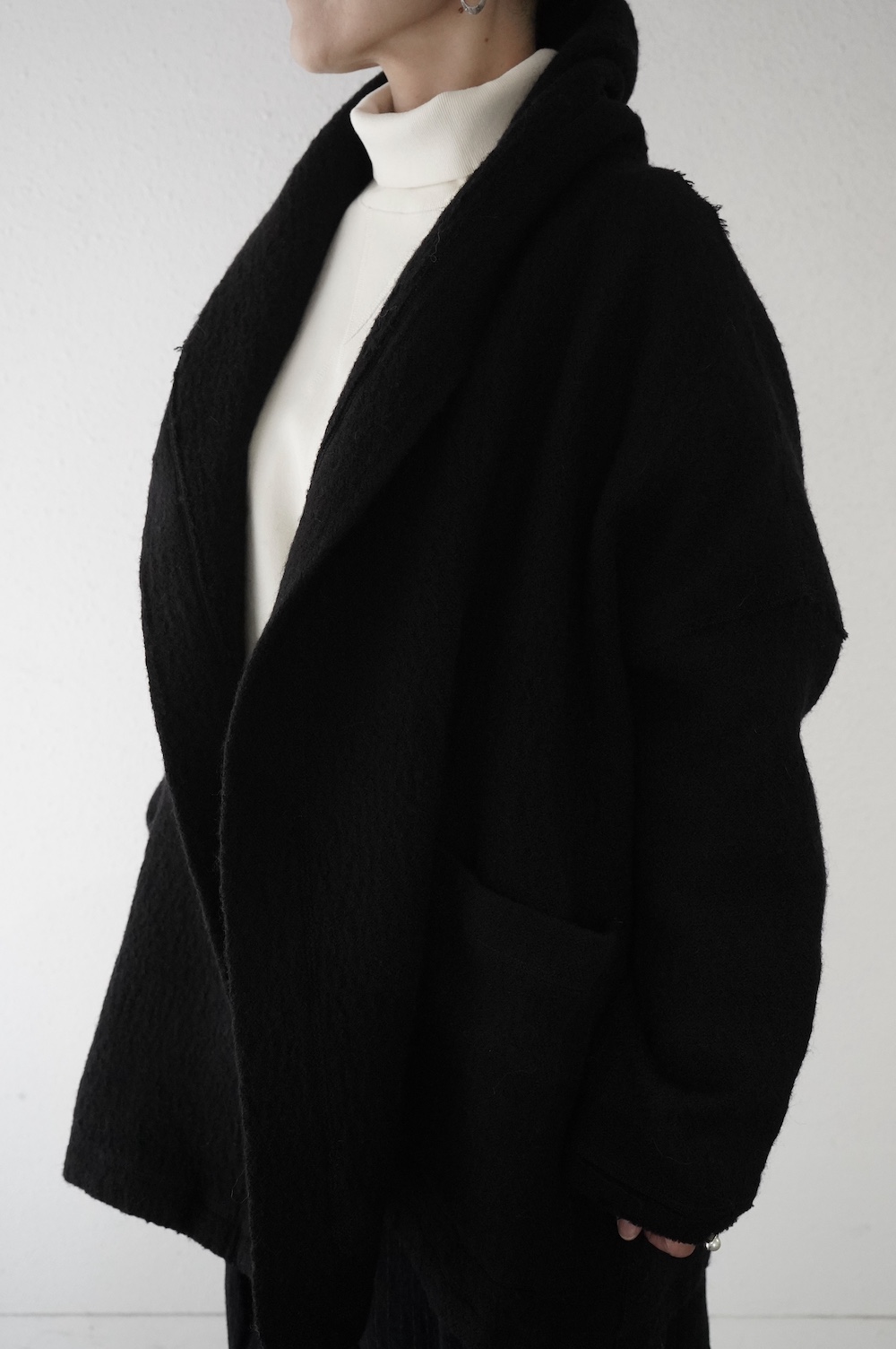 美品　バーバリー黒 ウール ショールカラー ジャケット FACTORY 縮絨ウール ショールカラーコート annabelle