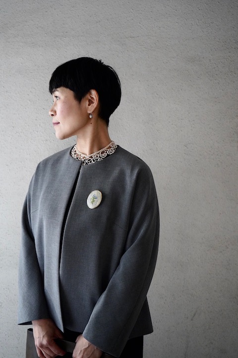 グリーン・ホワイト系 完成品♪ ダブルクロスブラウス TRAVAIL MANUEL