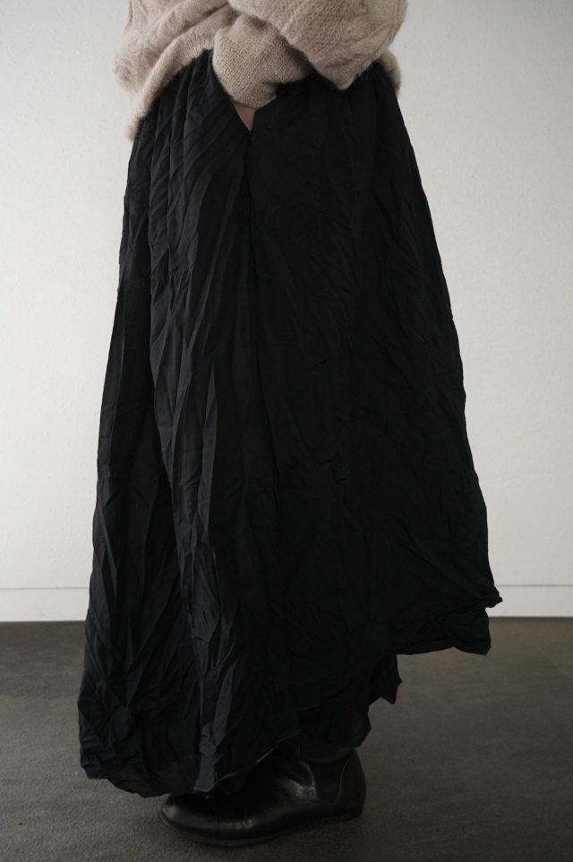 DDUD　ポリエステルライトタフタ製品染めレイヤードスカート