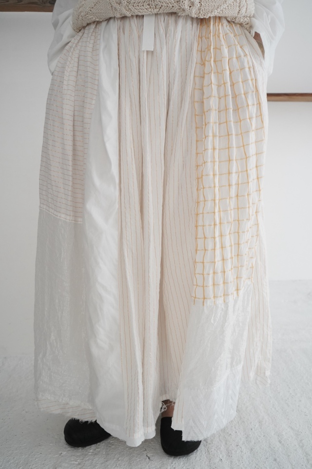 ARTE POVERA  インドサリーパッチワークMIXギャザースカート