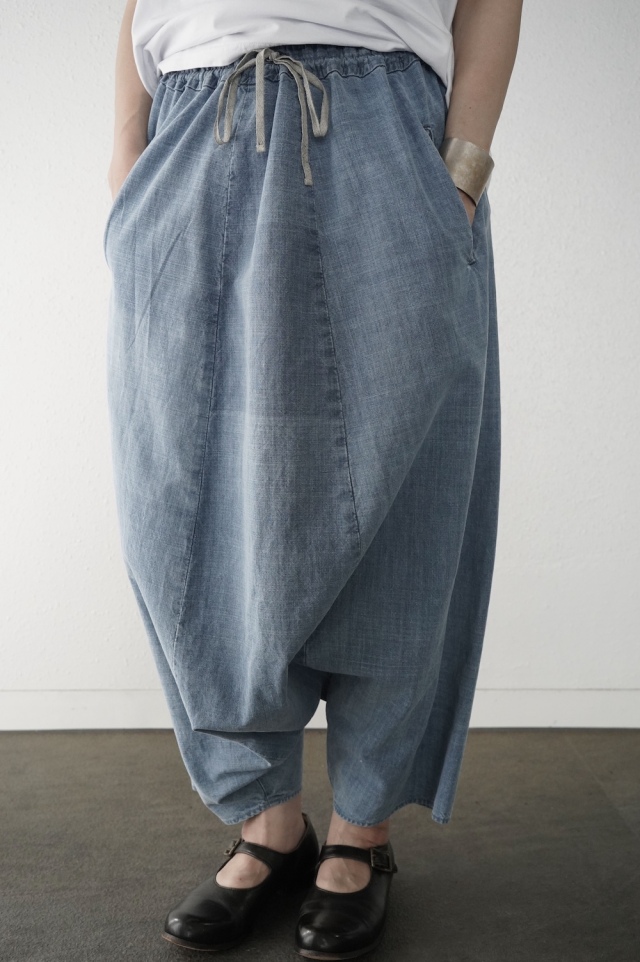 FACTORY　綿インディゴ染め　サルエルパンツ