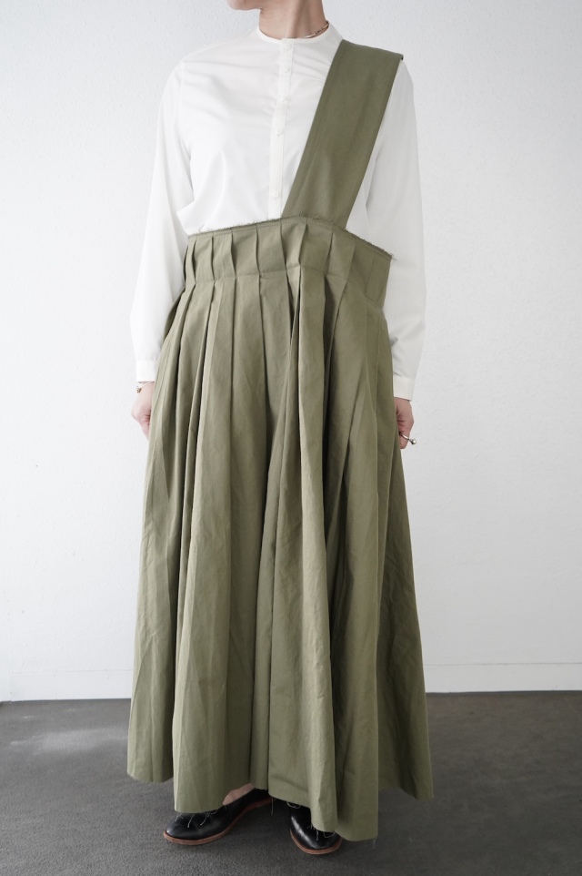 NATIVE VILLAGE ”NO,4/Rustle of trees”　ショルダープリーツスカート（グリーン）