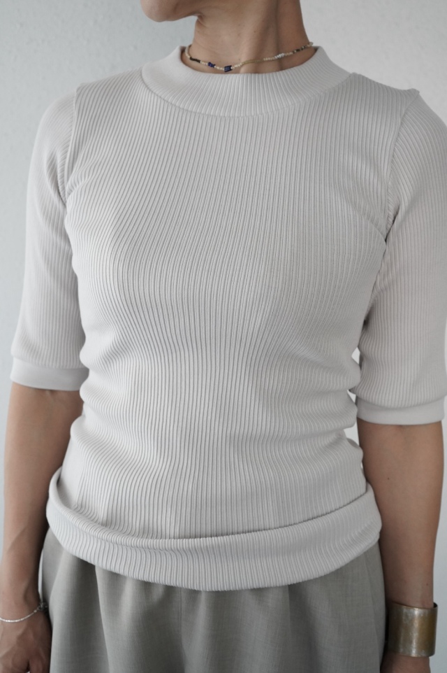 CLOSELY CLICK PEBBLE スーピマコットン変則テレコ半袖Tee