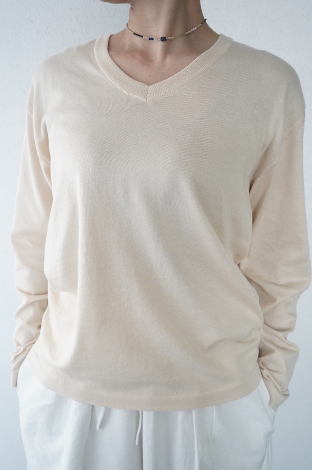 SP（エシュペー） シーアイランドコットン　Vネックニットプルオーバー