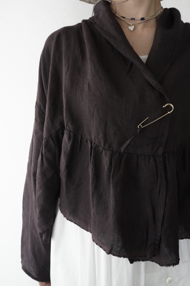 Honnete 姉妹伴2026 薄手Irish Linen Gather Cardigan