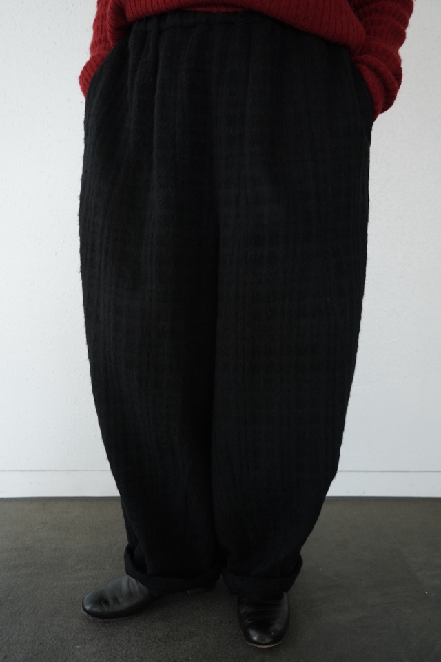 Honnete  シャドーチェックワイドパンツ　