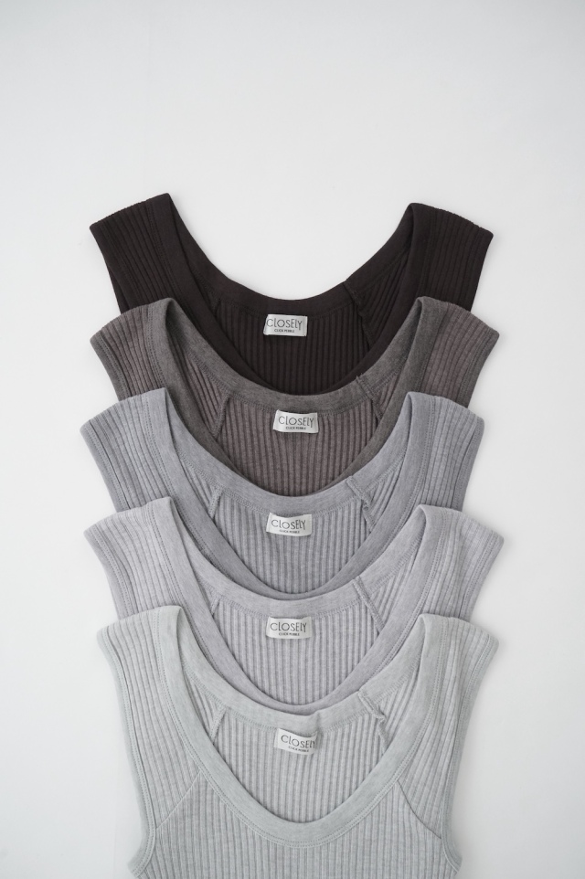 CLOSELY CLICK PEBBLE コットンシルクテレコタンクトップ