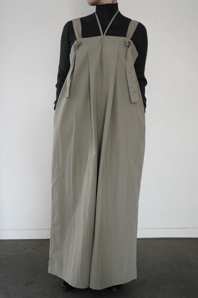 Honnete  スーピマコットンナイロン　ホルターネックオーバーオール