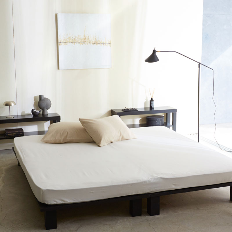 リネンミックスone-wash/ホワイト　　ボックスシーツWK