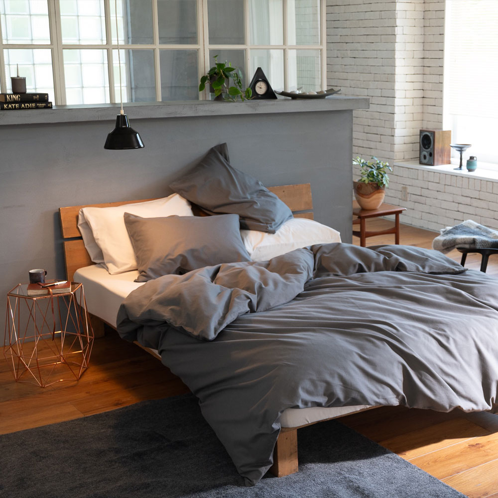 【Fab the Home】コットンビエラ/アッシュグレイ 掛け布団カバー シングル コットンツイル織り なめらか微起毛素材