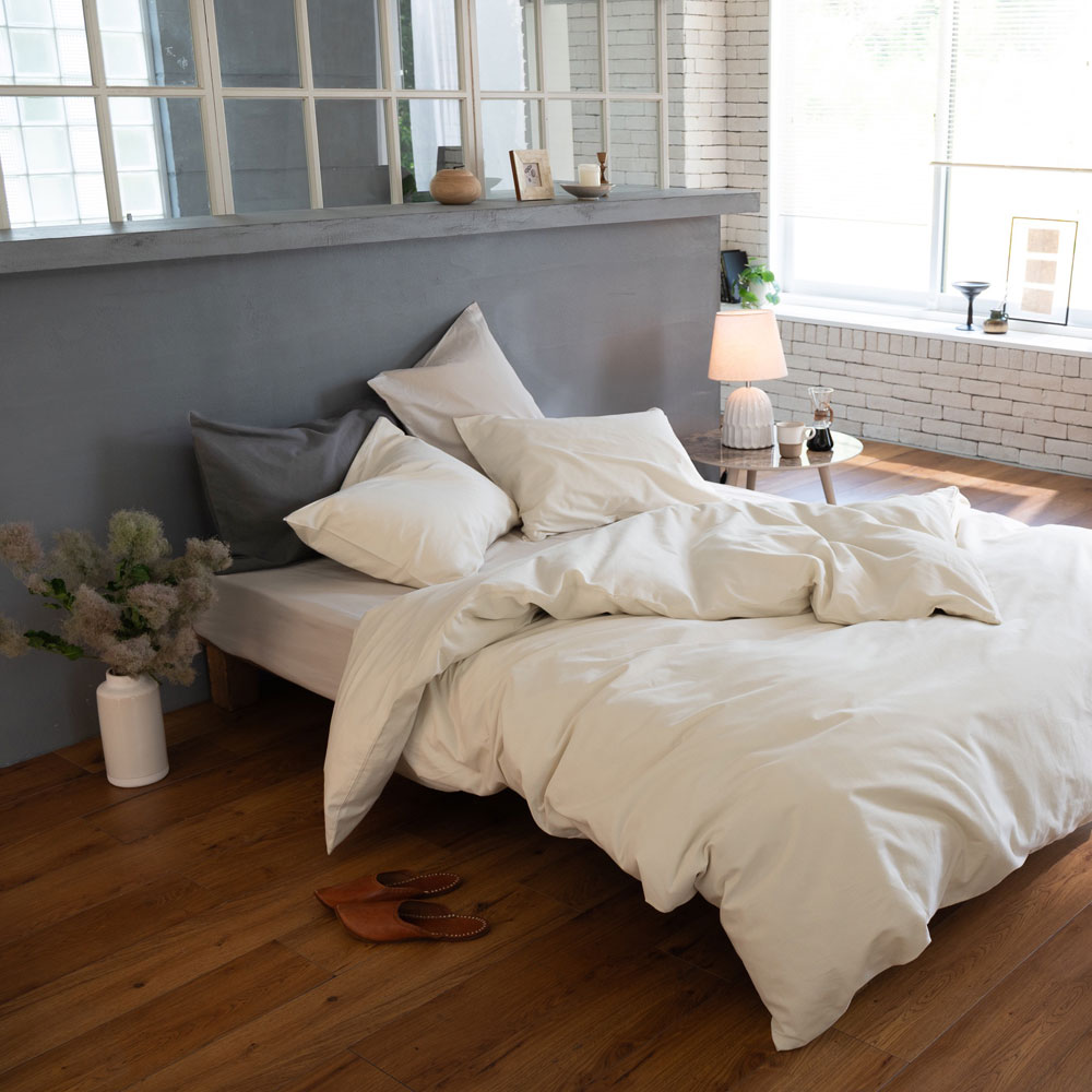 【Fab the Home】コットンビエラ/ミルク 掛け布団カバー シングル コットンツイル織り なめらか微起毛素材