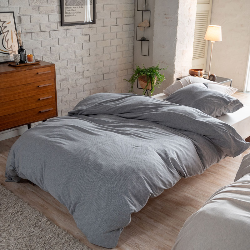 ヘリンボンニット/フェザーグレイ　掛け布団カバー