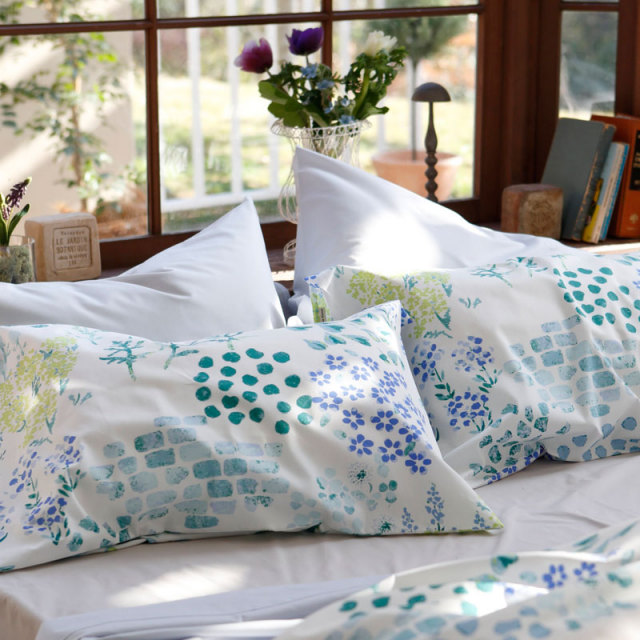 ガーデンズ　ブルー　枕カバー