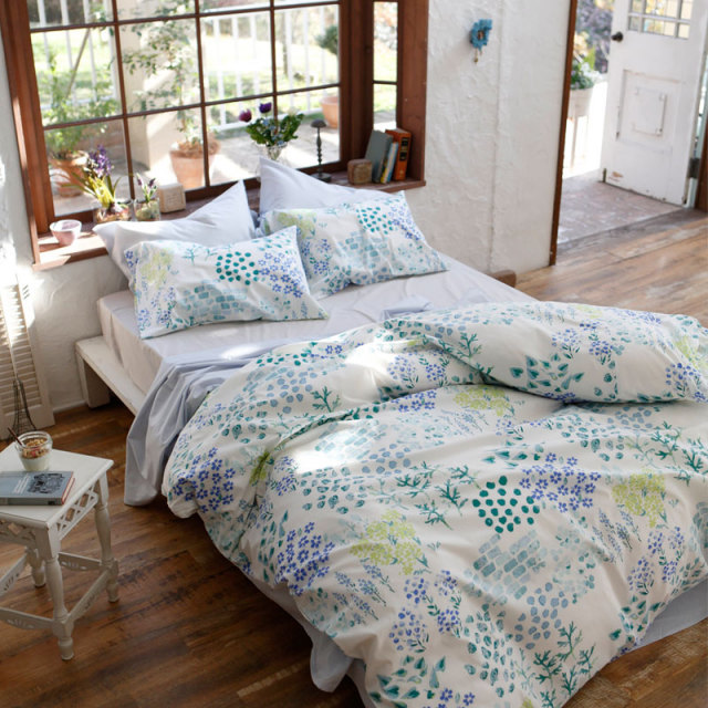 ガーデンズ　ブルー　掛け布団カバー