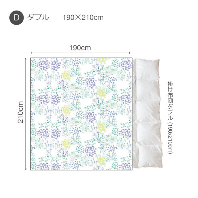 ガーデンズ　ブルー　掛け布団カバー