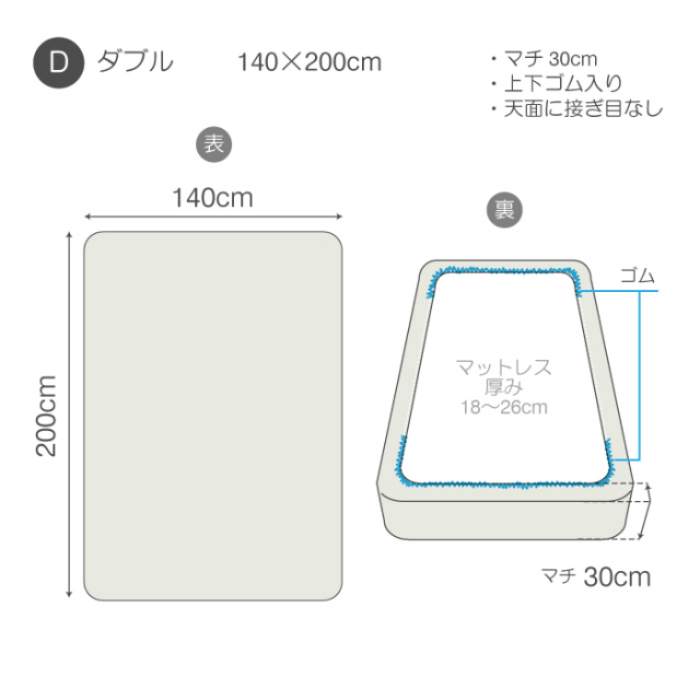 プレインニット　ベッドシーツD　仕様
