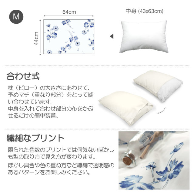 ボタニカ/ネイビー　枕カバー