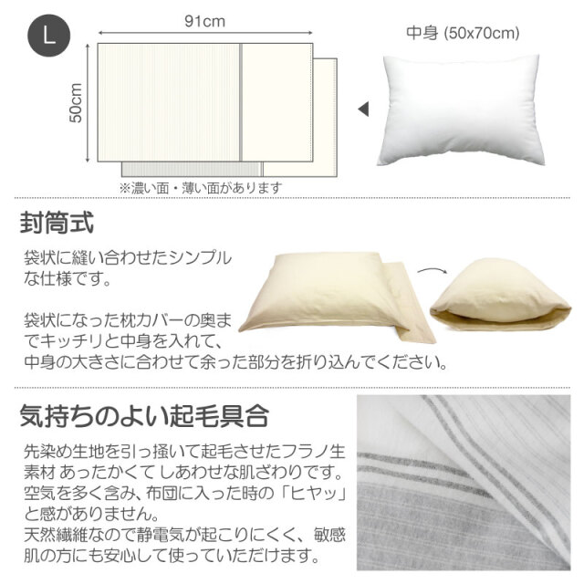 Fab the Home】 レヴィ/ホワイト×グレイ 枕カバー 50X70cm用 先染