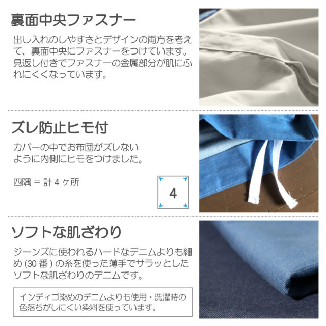 ライトデニム　こたつ布団カバー