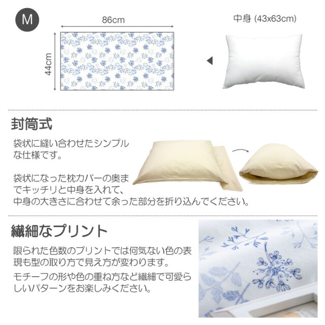 ハーベスト/ブルー　枕カバー