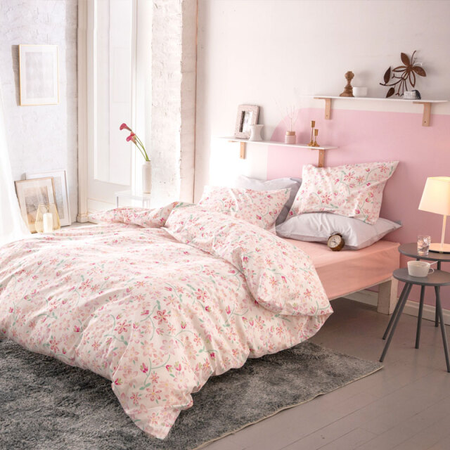 Fab the Home】ピュアリー/ピンク 枕カバー 50×70cm用 染料プリント
