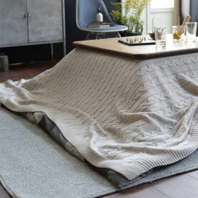 Fab The Home ケーブルニット マルチカバー 190 190 2人用 ソファカバー こたつ上掛け ブランケット 等多用途に使えます