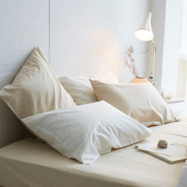 Fab the Home】リネンミックス ワンウォッシュ/ホワイト 枕カバー 50