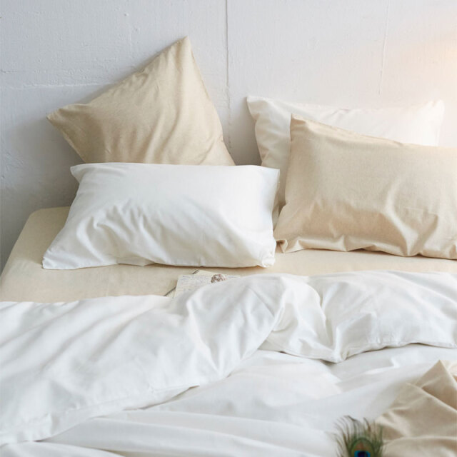 Fab the Home】リネンミックス ワンウォッシュ/ホワイト 枕カバー 50