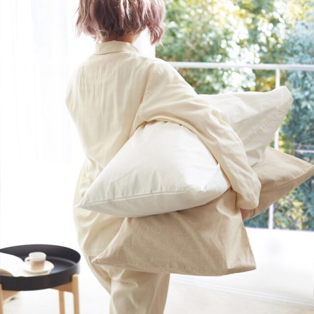 Fab the Home】リネンミックス ワンウォッシュ/ホワイト 枕カバー 50