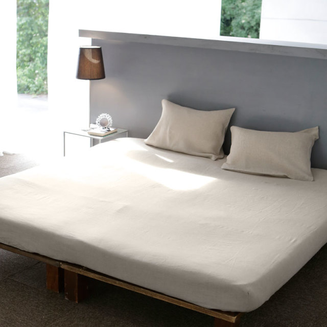 Fab the Home】ファインリネン ワンウォッシュ ボックスシーツ ワイド