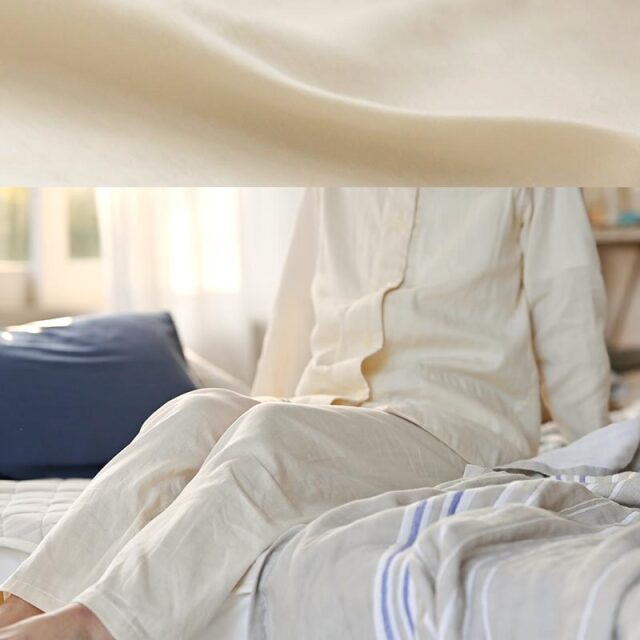 Fab the Home】 ダブルガーゼ/ミルク レディースパジャマ Lサイズ 2重