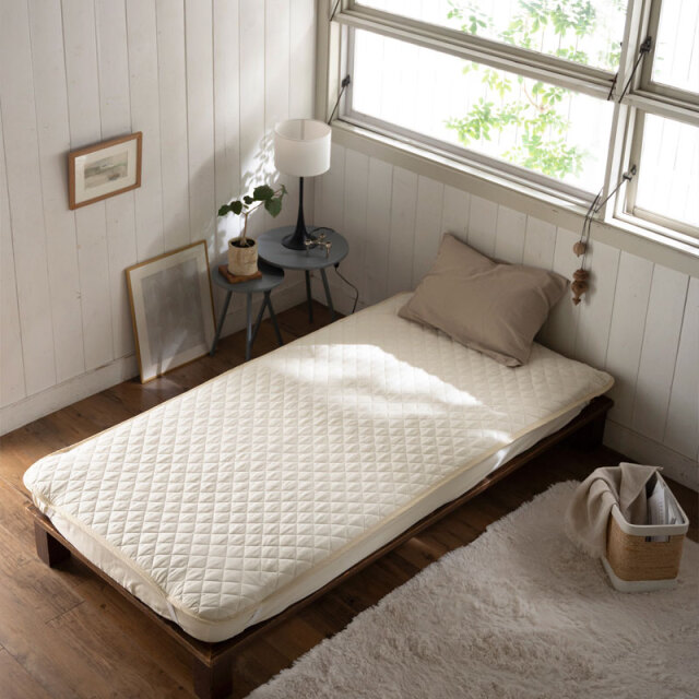 Fab the Home】ダブルガーゼ/ミルク 敷きパッド ダブル 2重ガーゼ 無地