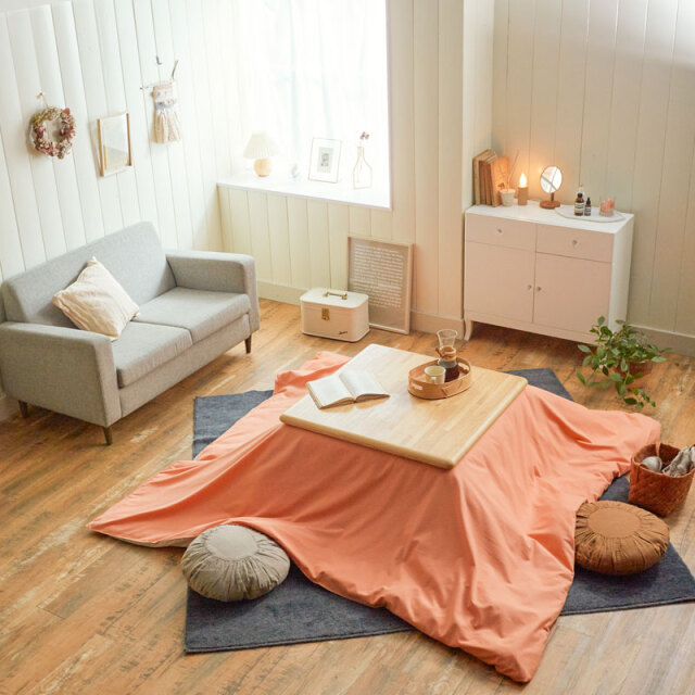 コットンフランネル/アプリコット　こたつ布団カバー