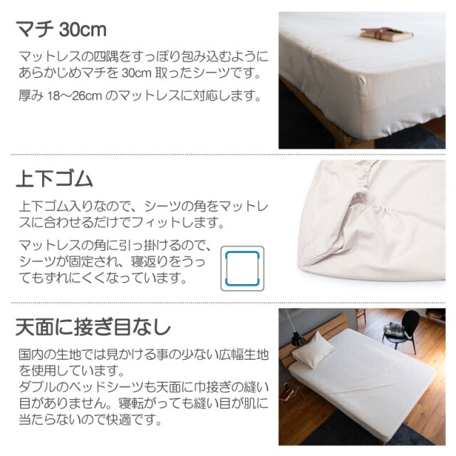 コットンビエラ　ボックスシーツ　仕様