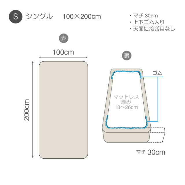 コットンビエラ　ボックスシーツ　仕様