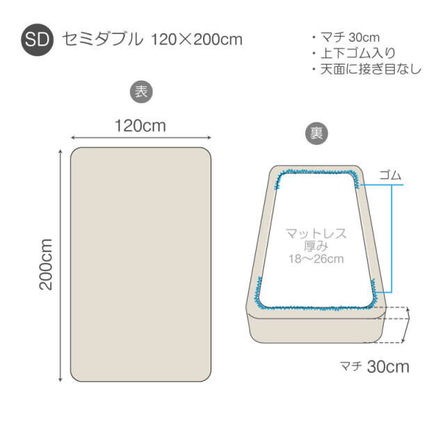 コットンビエラ　ボックスシーツ　仕様