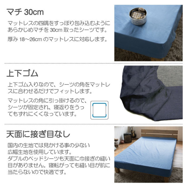 ライトデニム　ボックスシーツ