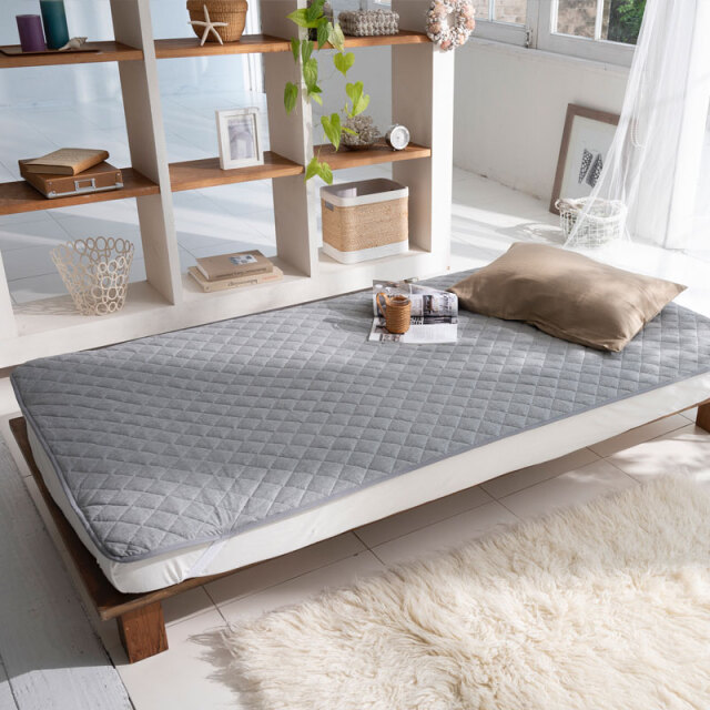 Fab the Home】プレインニット/フェザーグレイ 敷きパッド シングル