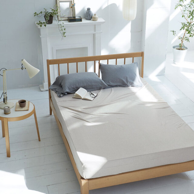 Fab the Home】ヘリンボーンニット/フェザーストーン ボックスシーツ