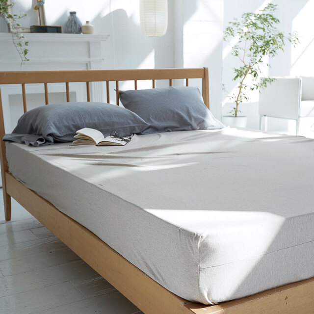 Fab the Home】ヘリンボーンニット/フェザーストーン ボックスシーツ