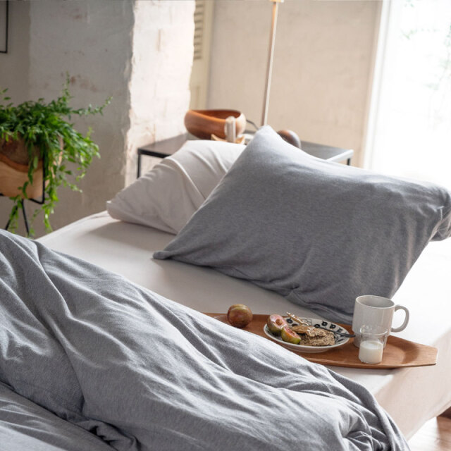 ヘリンボンニット/フェザーグレイ　枕カバー